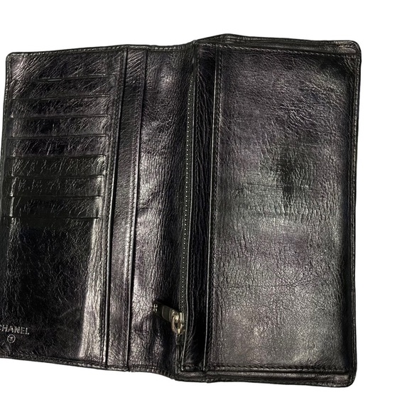 Authentic CHANEL Cambon Black Quilted Lambskin Leather & Black CC Long Wallet - Picture 15 of 16
